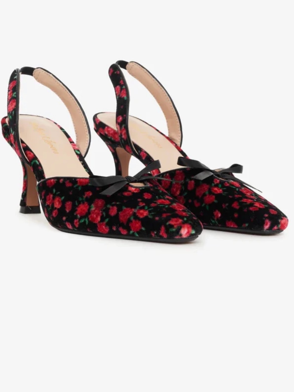For love & lemons NEW W BOX lyana velvet floral slingback heeled pumps sz 6